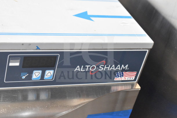 Alt text: 2022 Alto Shaam 500-2DI warming drawer, scratch and dent, dual 23" compartments, control panel, 120V, 1 phase.