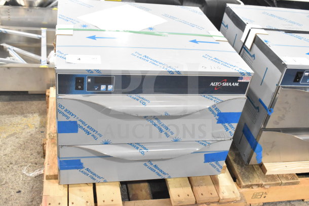 Brand new 2022 Alto Shaam 500-2DI commercial warming drawer with two 23" compartments, minor scratches, 120 volts, 1 phase.