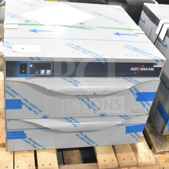 Brand new 2022 Alto Shaam 500-2DI commercial warming drawer with two 23" compartments, minor scratches, 120 volts, 1 phase.