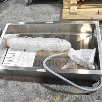 Brand new 2022 Alto Shaam 300-HW/D6 commercial three pan hot food well, 208-240 volts, visible installation guide.