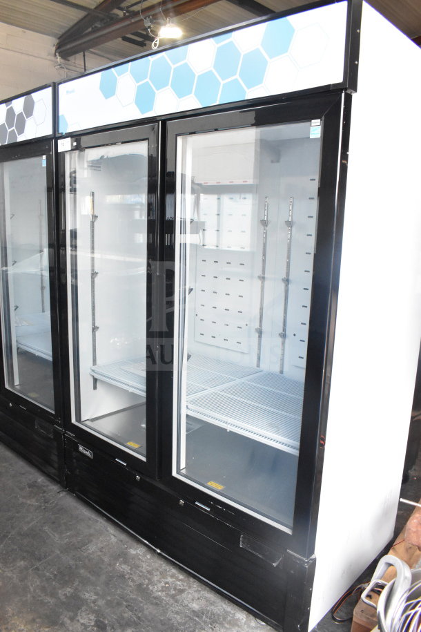 Brand new Migali C-49RM-HC commercial cooler, two-door, scratch and dent, with casters, 115V, model C-49RM-HC.