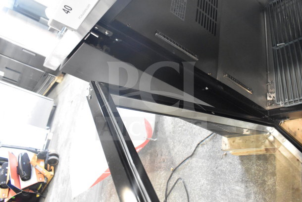 BRAND NEW Avantco 178UBB4GHC black counter height back bar refrigerator, glass door, LED lighting, 115V, minor cosmetic dents.