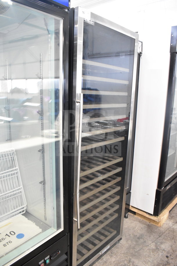Brand new AvaValley 342WRC220SZ wine cooler, single temperature, full glass door, 115V, 1 Phase, minor scratches/dents.