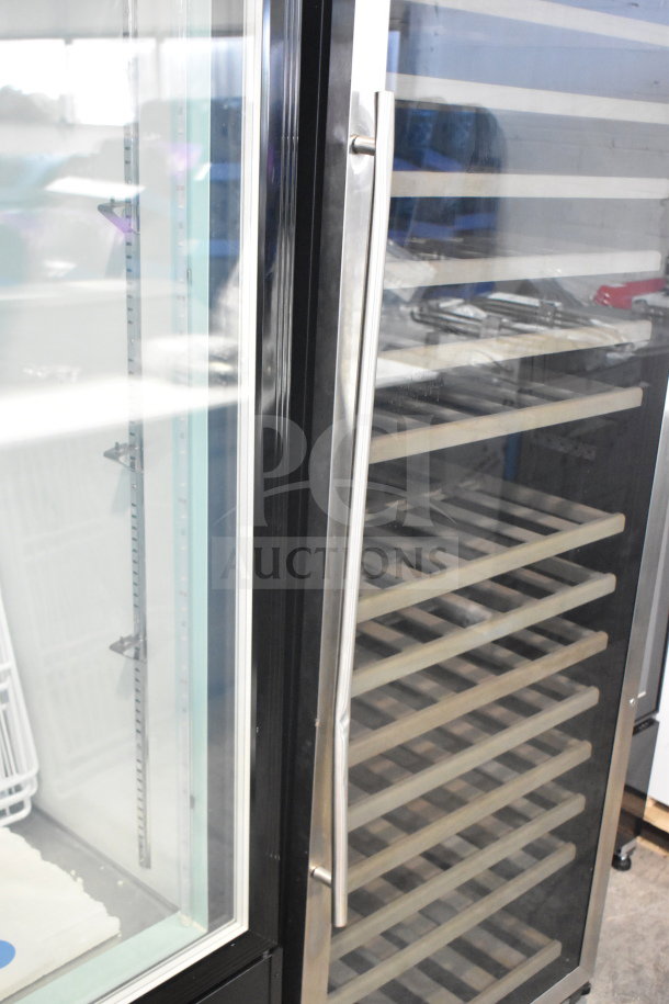 Brand new AvaValley 342WRC220SZ wine cooler, single temperature, full glass door, scratch and dent, 115 volts, 1 phase.