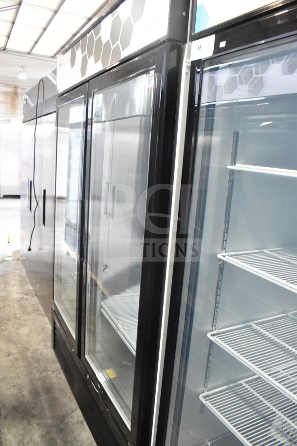 Brand new 2022 Migali C-49FM-HCe 3-door freezer merchandiser on casters. Scratch and dent condition. 115V, 1 Phase.