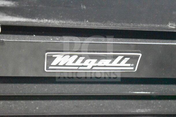 "2022 Migali C-49FM-HCe commercial freezer, brand new with scratches. Features: 3 doors, casters, 115V, 1 phase. Serial C-49FM-HCe003220623092C0041."