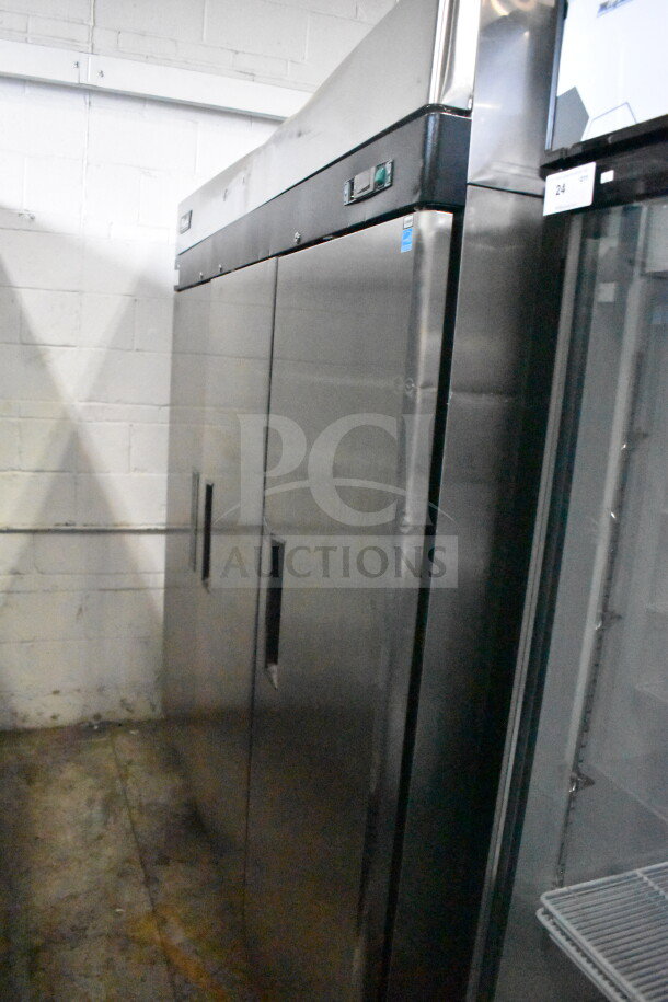Brand new 2018 Migali C-3R-HC commercial 3-door cooler on casters, stainless steel, 115V, 1 phase, serial C-3R-HC00318040200920009.
