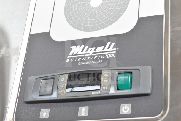 Migali Scientific Genesis Series control panel on a LL-2R-HC commercial 2 door reach-in cooler.