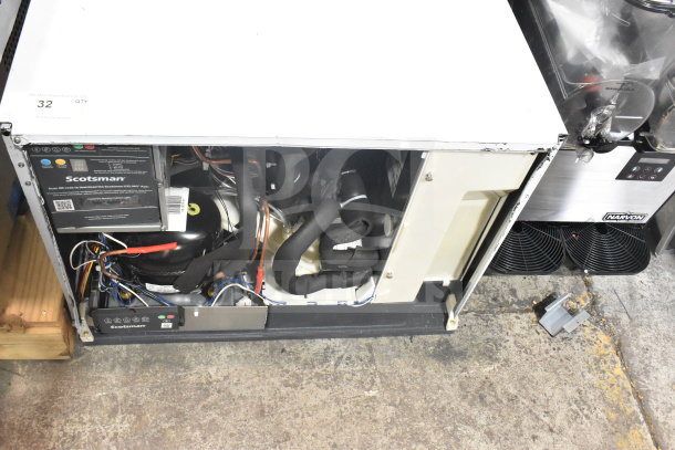 BRAND NEW 2025 Scotsman MC0330MAX-1A Ice Machine, 365 lb capacity, air-cooled, medium cube, 115V, 1 phase, visible components.