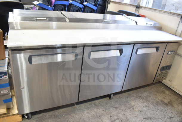BRAND NEW Migali C-PP93-HC Pizza Prep Table, stainless steel, slight dent, serial C-PP93-HCP51T010.