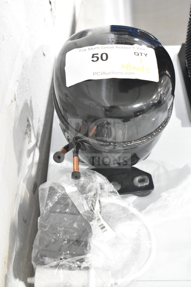 Brand new Avantco 17817638 compressor, KoolMore make, 115-127 volts, 1 phase, with scratch and dent, includes parts.