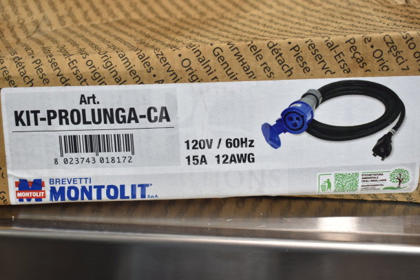 BRAND NEW Brevetti Montolit KIT-PROLUNGA-CA, 120V/60Hz, 15A 12AWG extension kit, slight packaging damage.