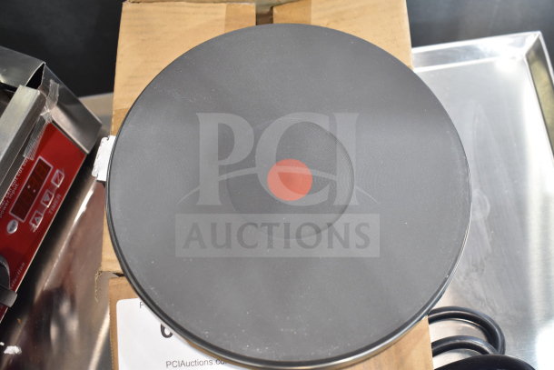 Brand new burner and hot plate set, minor scratch and dent. Includes one round burner and one electronic hot plate.