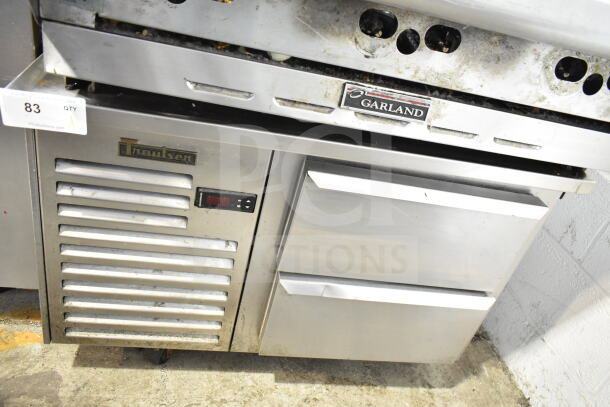 Traulsen Commercial 2 Drawer Chef Base, 115 Volts, 1 Phase. Used condition with visible wear, Traulsen branding.