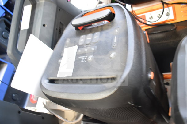 JBL speaker for store display; features control panel and handle. Includes label. Auction offers double your bid.
