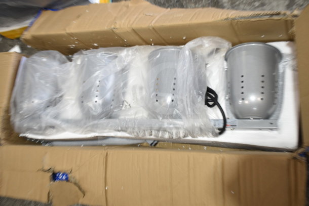 Brand new ServIt 423BLS4 Suspension Bar 4 Bulb Heat Lamp, visible scratch and dent, 120 Volts, in original packaging.