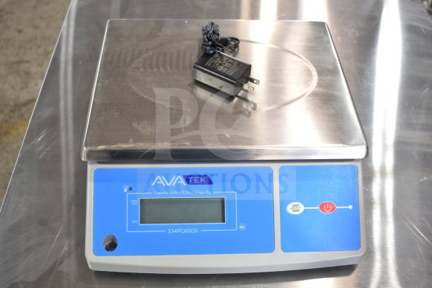 BRAND NEW AvaTek 334PC60OS 60 lb. Digital Portion Control Scale; oversized platform, minor scratches, includes power adapter.