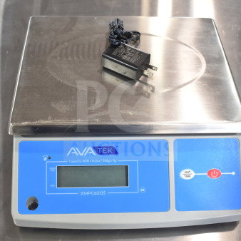 BRAND NEW AvaTek 334PC60OS 60 lb. Digital Portion Control Scale; oversized platform, minor scratches, includes power adapter.