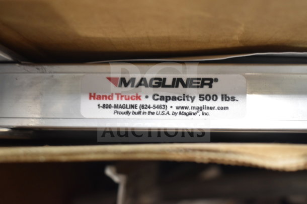 Brand new Magliner 546MG119K245 hand truck, 500 lb. capacity, 10" pneumatic wheels, loop handle, 68" frame, stairclimbers.