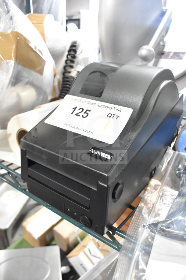 AvaTek OS-2130D Pro Label Printer, brand new scratch and dent condition, with visible AvaTek branding and auction label.