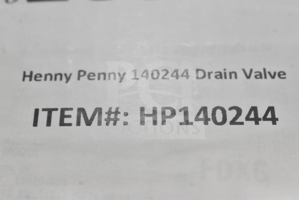 Henny Penny 140244 Drain Valve with item number HP140244 label visible. Brand new condition.