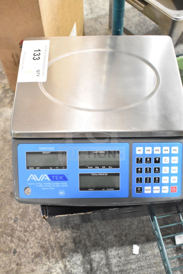 BRAND NEW SCRATCH AND DENT! AvaTek 334PCS60 60 lb. digital price computing scale, with keypad and LED display.