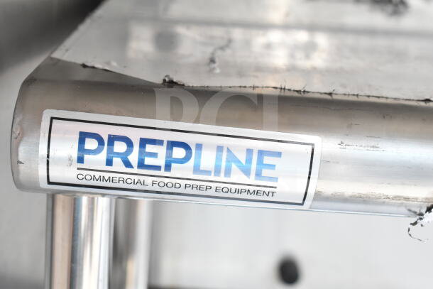 Prepline 2 Tier Over Shelf, commercial food prep equipment, stainless steel with visible wear and brand label.