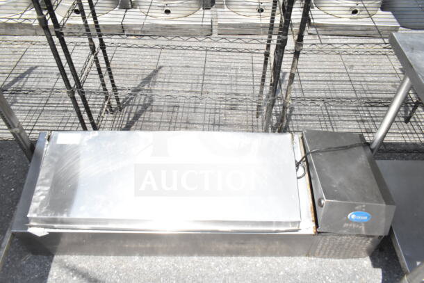 Randell Commercial Refrigerated Rail, stainless steel, 115 volts, 1 phase, used condition, with visible power cord.