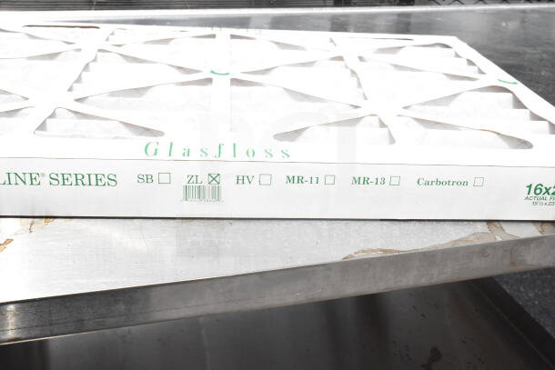 Glasfloss air filter, ZL line series, 16x25 size, new condition. Visible markings indicate model and specifications.