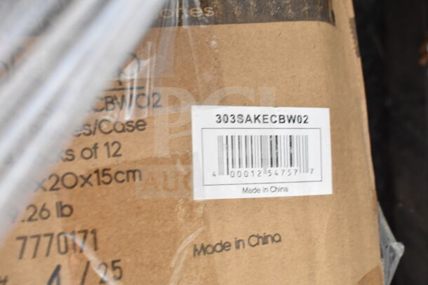 Barcode and label on cardboard box indicating model 303SAKECBW02. Made in China.