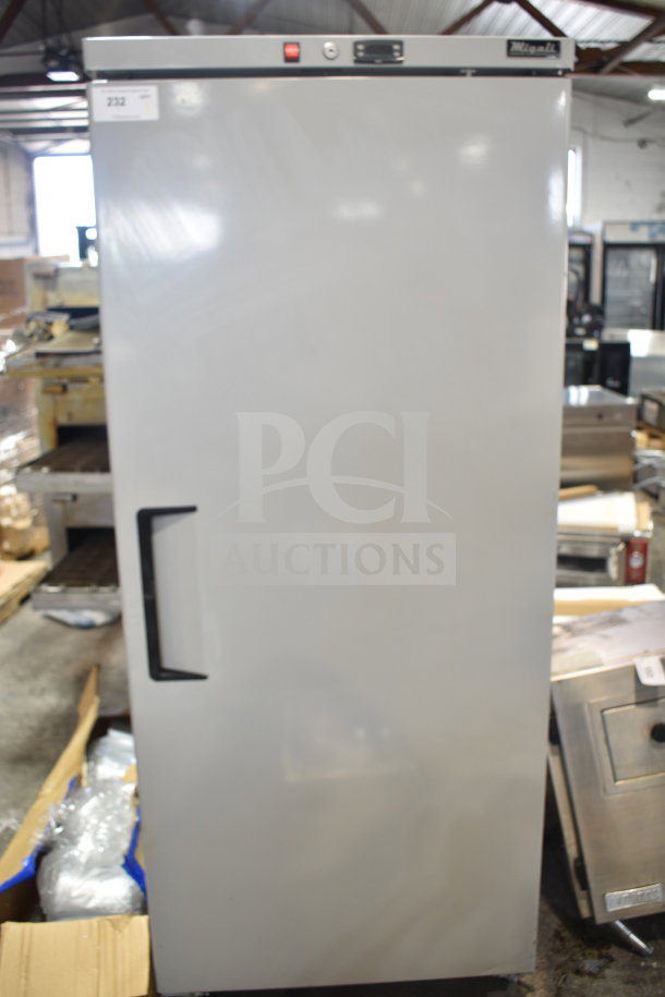 Migali SF60V commercial single door reach-in freezer, 115V, 1 phase, pristine condition, with control panel.