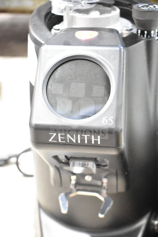 Brand new Conti Valerio Zenith Touch commercial bean grinder, scratch and dent, 110-120V, 1 phase, sleek black finish.