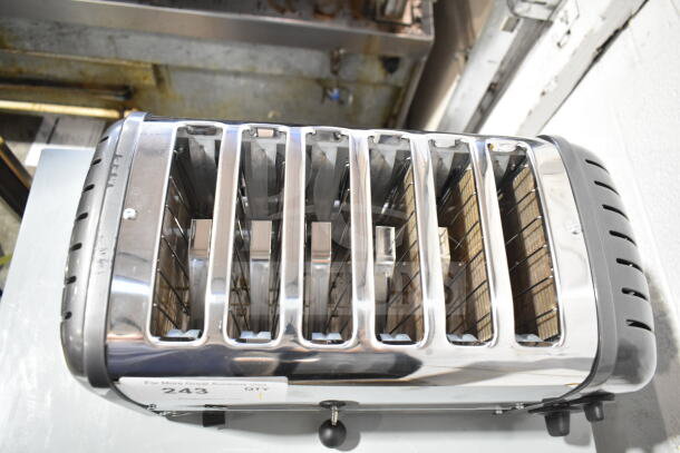 BRAND NEW Cadco CTW-6M(220) 6-slice toaster, 1" slots, 220 volts, 1 phase, scratch and dent condition.