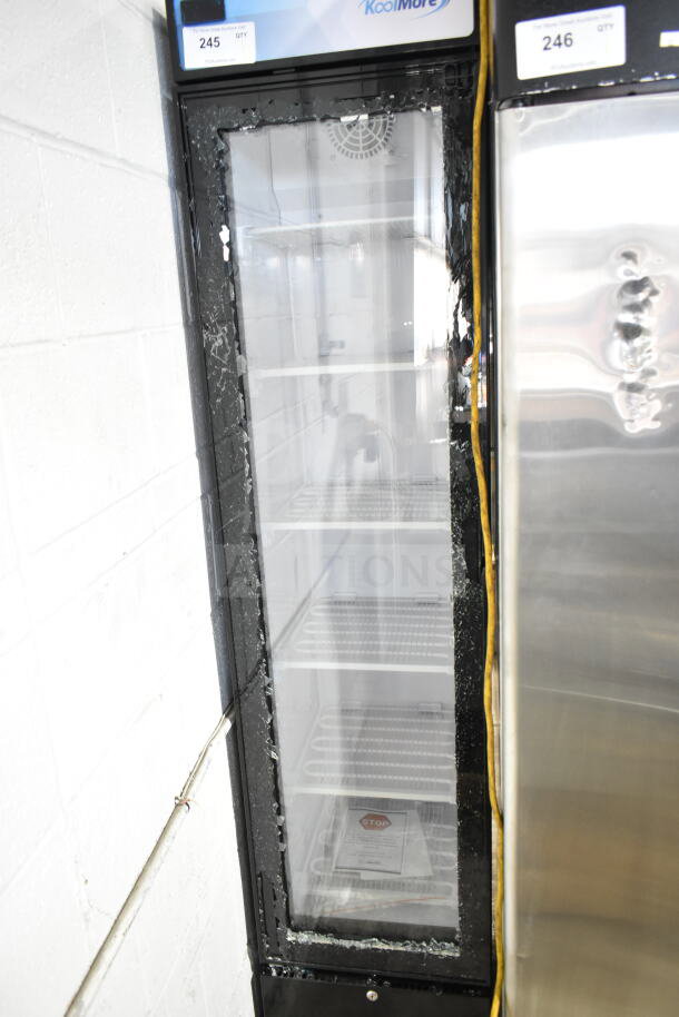 KoolMore KM-MDF-17S commercial freezer with damaged glass door, single door, 110-120V, brand new, scratch and dent.