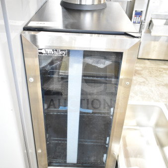 Brand new AvaValley 342BRC78SZ beverage cooler, 78-can capacity, glass door, 120 volts, minor scratches, ideal for merchandising.