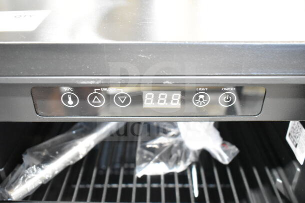 AvaValley 342BRC78SZ beverage cooler control panel, new condition with digital display, buttons for temperature, light, and power.