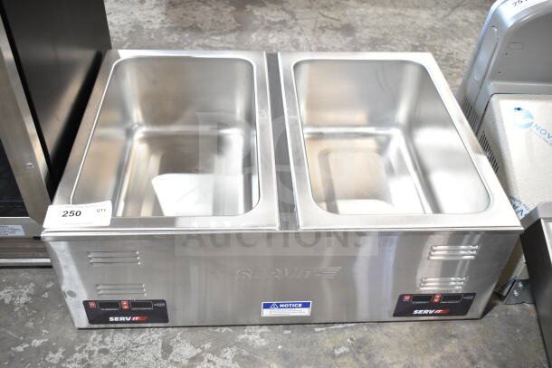 BRAND NEW ServIt 423FW200D dual well electric food warmer, digital controls, 12"x20", scratch and dent, 120V, 1 phase.