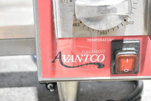 Avantco 177CPBTR66A commercial bun toaster, brand new, 120 volts, 1 phase, with temperature dial and power switch visible.