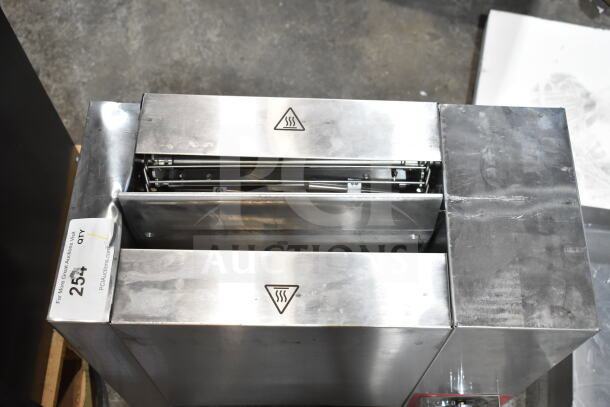 BRAND NEW Avantco 177CPBTR66A commercial bun toaster, vertical design, 120V, 1 Phase. Scratch and Dent condition visible.