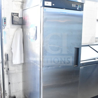 Migali C-1F-LHH-HC single door reach-in freezer, 2019 model, stainless steel, new with minor dents, 115V, 1 phase.