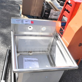 Fryclone Regency 600S12424 single bay sink, scratch and dent, model 259os100, new, no legs, shown with installation guide.