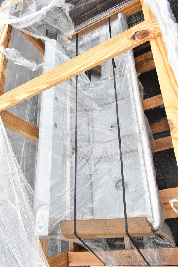 Brand new Steelton 522CS31818 90" three-compartment sink, with two 18" drainboards, in original crate, no legs included.