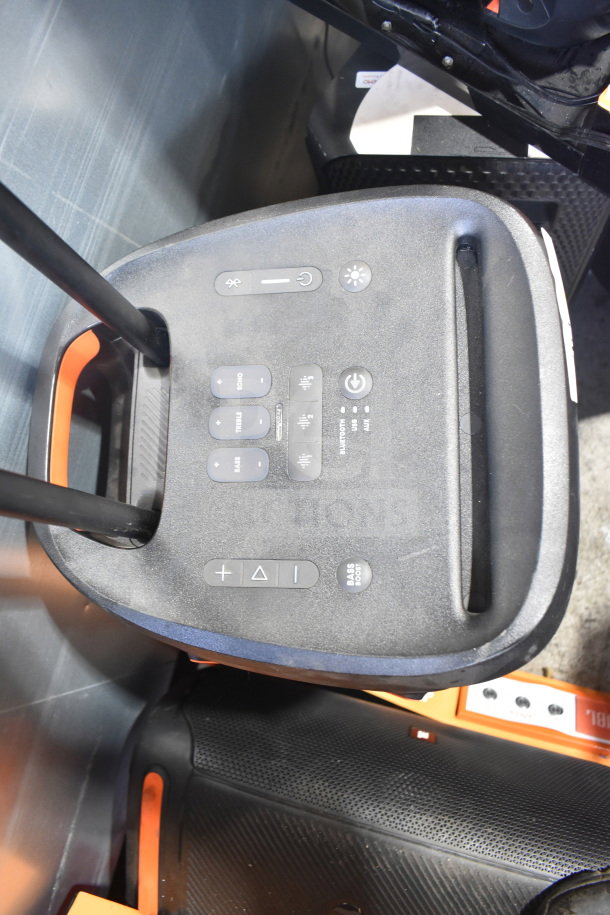 JBL Partybox 310 Speaker with control panel, featuring volume and Echo buttons. Good condition with integrated handle.