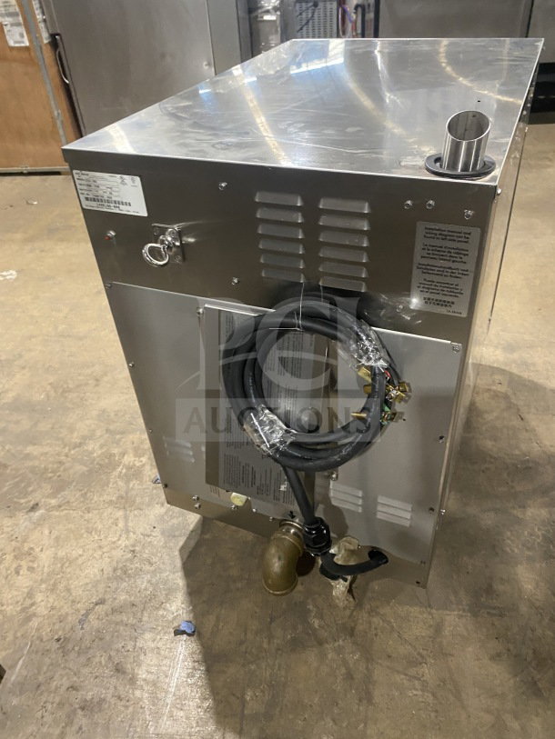 Alto-Shaam Combitherm CTX4-10EC countertop convection oven, stainless steel, with wired rack and power cables, 3 phase, 208-240V.