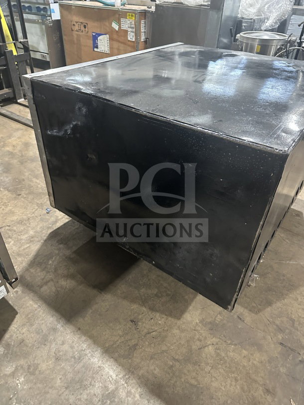 Attias Commercial Stainless Steel Gas Pizza Oven, double deck, countertop model, slight wear, condition visible.