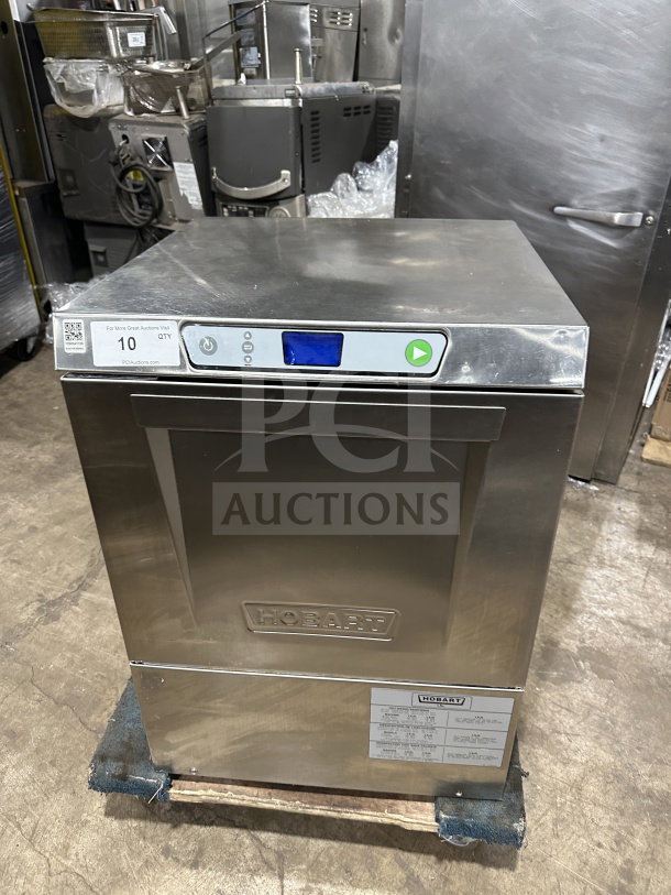 Hobart LXEH stainless steel undercounter dishwasher, Energy Star certified, electric powered, 120/208-240V, 1 phase.