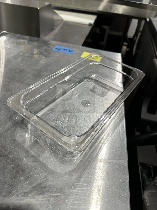 Cambro Camwear 32CW food pan, clear polycarbonate, 1/3 size, 2.5" deep, excellent condition, commercial use.