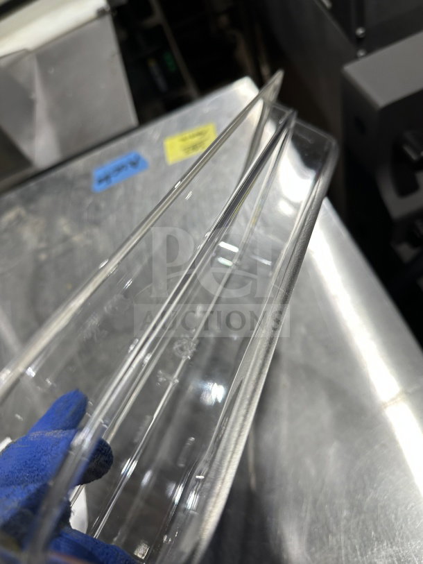 Cambro Camwear Series clear polycarbonate 1/3 size food pan, model 32CW, 2.5" deep, excellent condition.