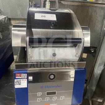 Electrolux HSPPA1 stainless steel panini press, electric, 208V, 1 phase, on legs, commercial use, visible control panel.
