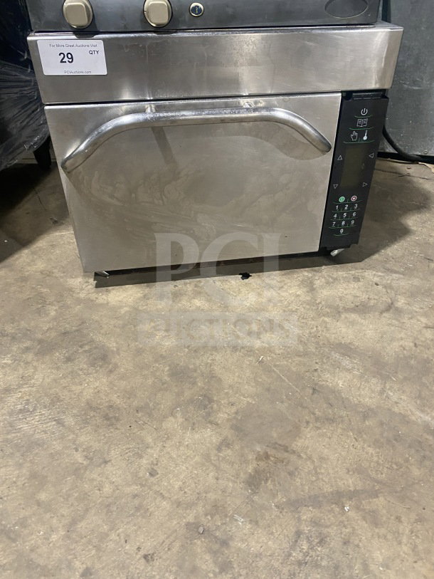 Amana AXP22 stainless steel countertop rapid cook turbo oven, commercial-grade, electric 208-230V 1Phase. Serial: 1107102271.